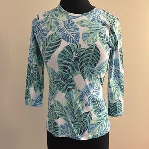 J. McLaughlin Signature Top in Palm Verde Leaf Print NWT Size S